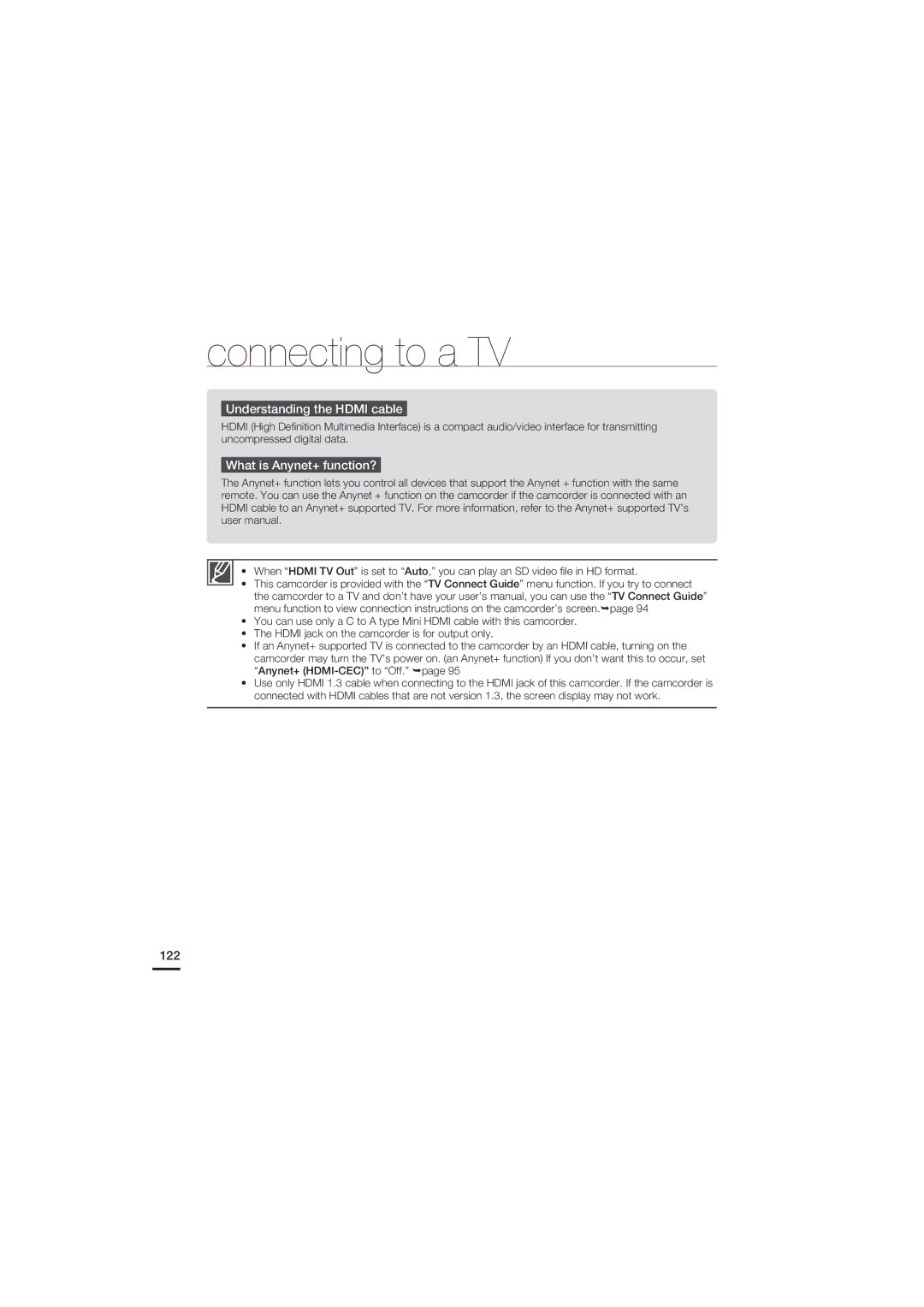 Samsung HMX-S10, HMX-S16, HMX-S15 user manual Understanding the Hdmi cable, What is Anynet+ function?, 122 