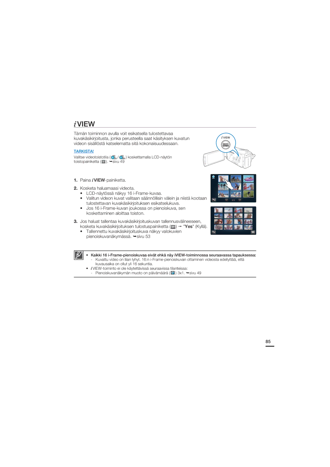 Samsung HMX-S10BP/EDC manual View, Paina VIEW-painiketta 