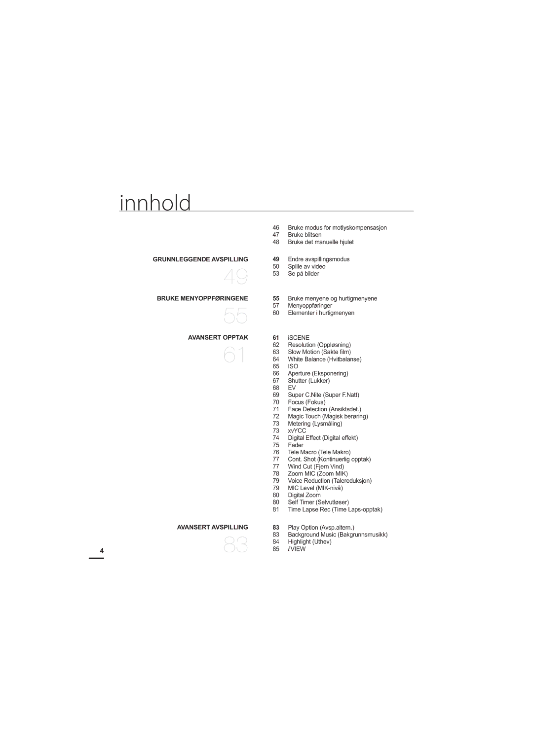 Samsung HMX-S10BP/EDC manual Avansert Avspilling 