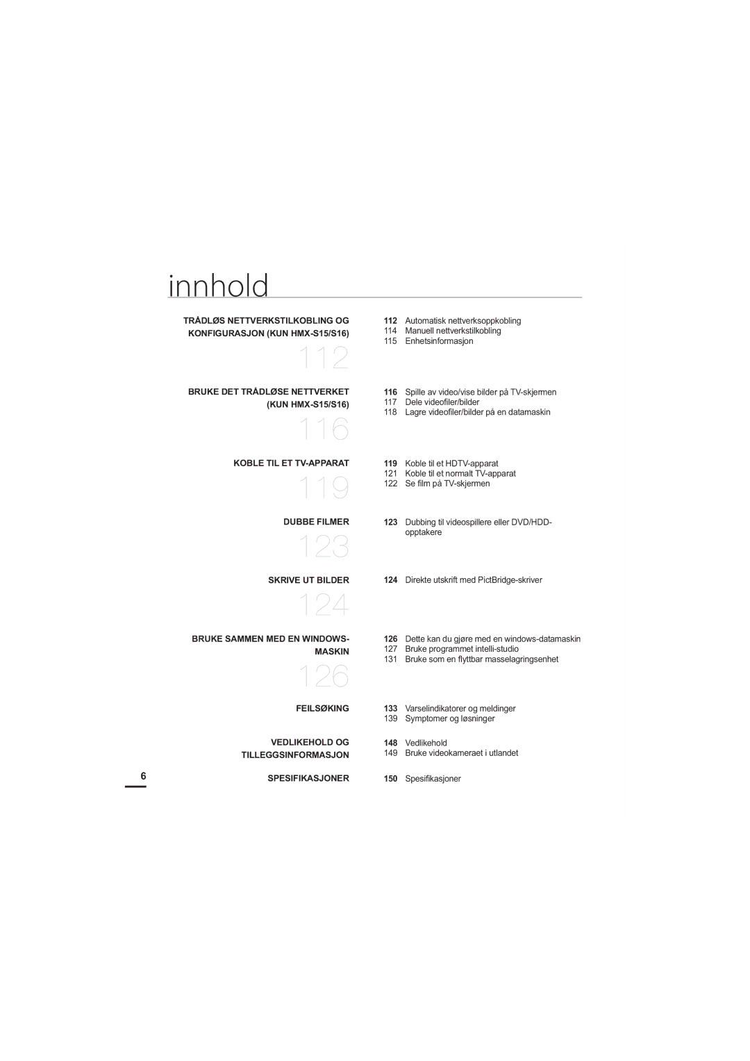 Samsung HMX-S10BP/EDC manual 126, 112 