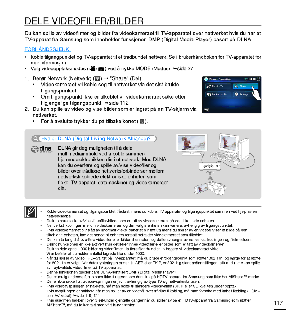 Samsung HMX-S10BP/EDC manual Dele VIDEOFILER/BILDER 