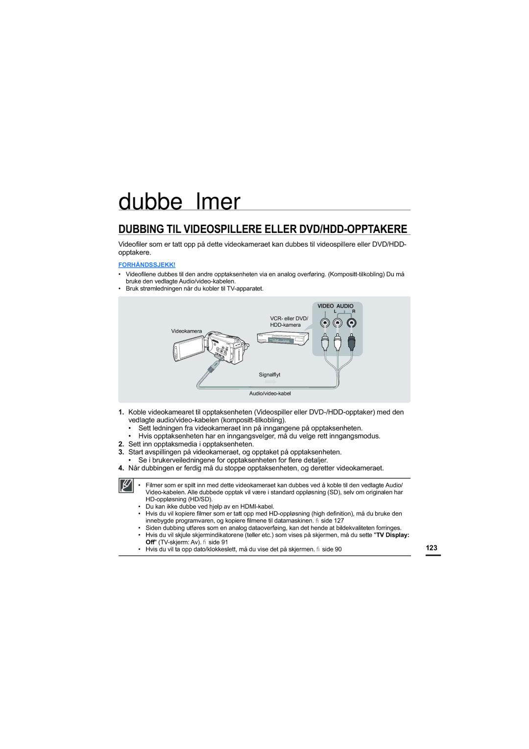 Samsung HMX-S10BP/EDC manual Dubbe filmer, 123 