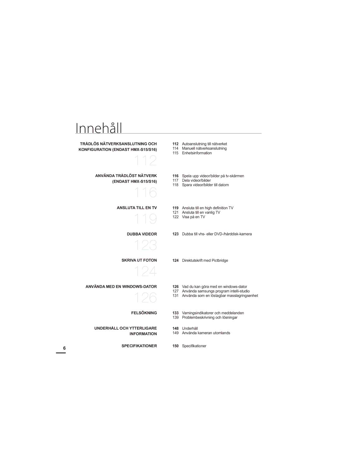 Samsung HMX-S10BP/EDC manual 112, 114, Enhetsinformation 