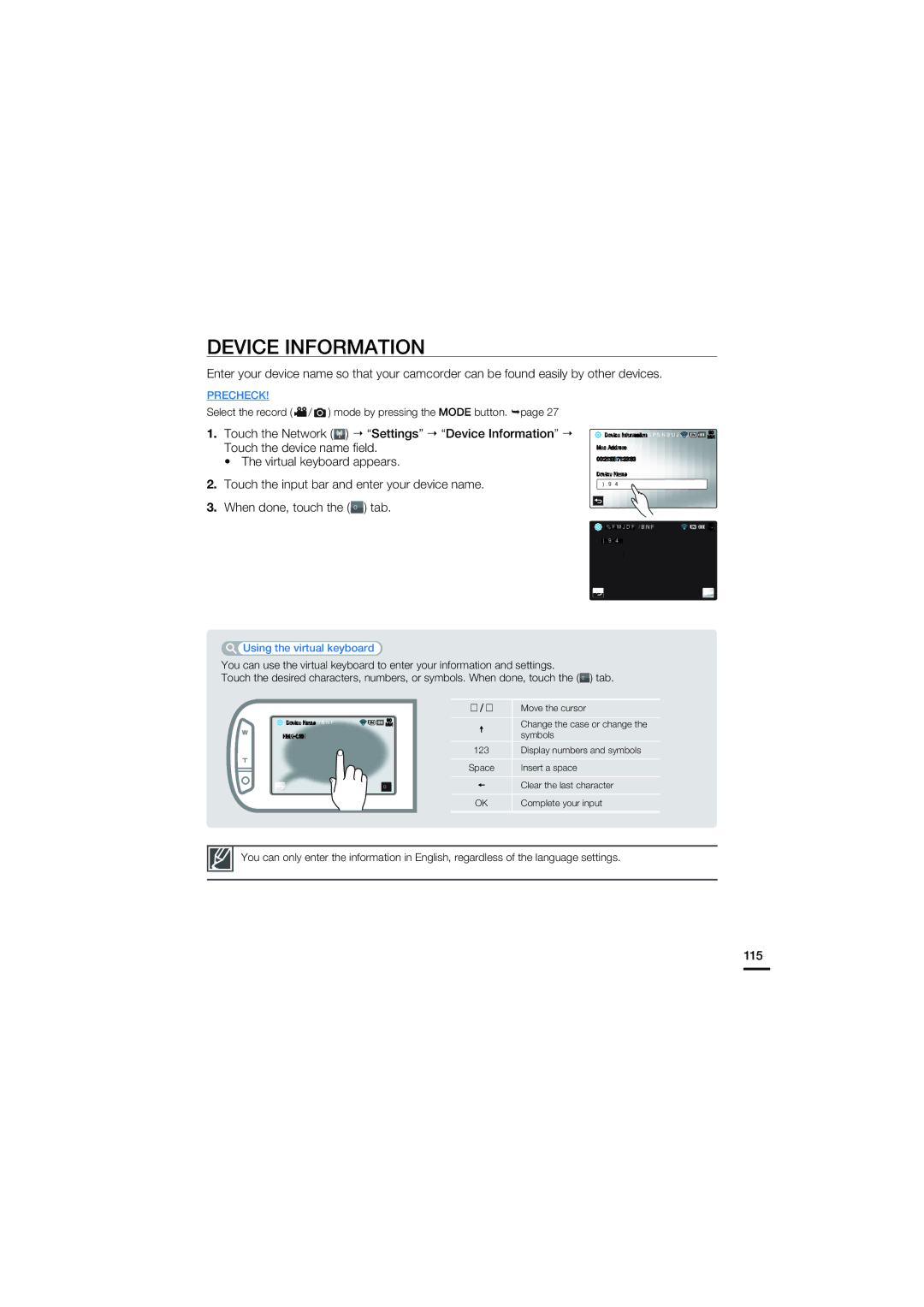 Samsung HMX-S10BN, HMX-S15BN, HMX-S16BN user manual Device Information, 115 