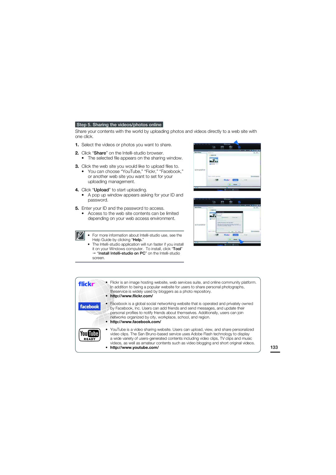 Samsung HMX-S10BN, HMX-S15BN, HMX-S16BN user manual Sharing the videos/photos online, 133 