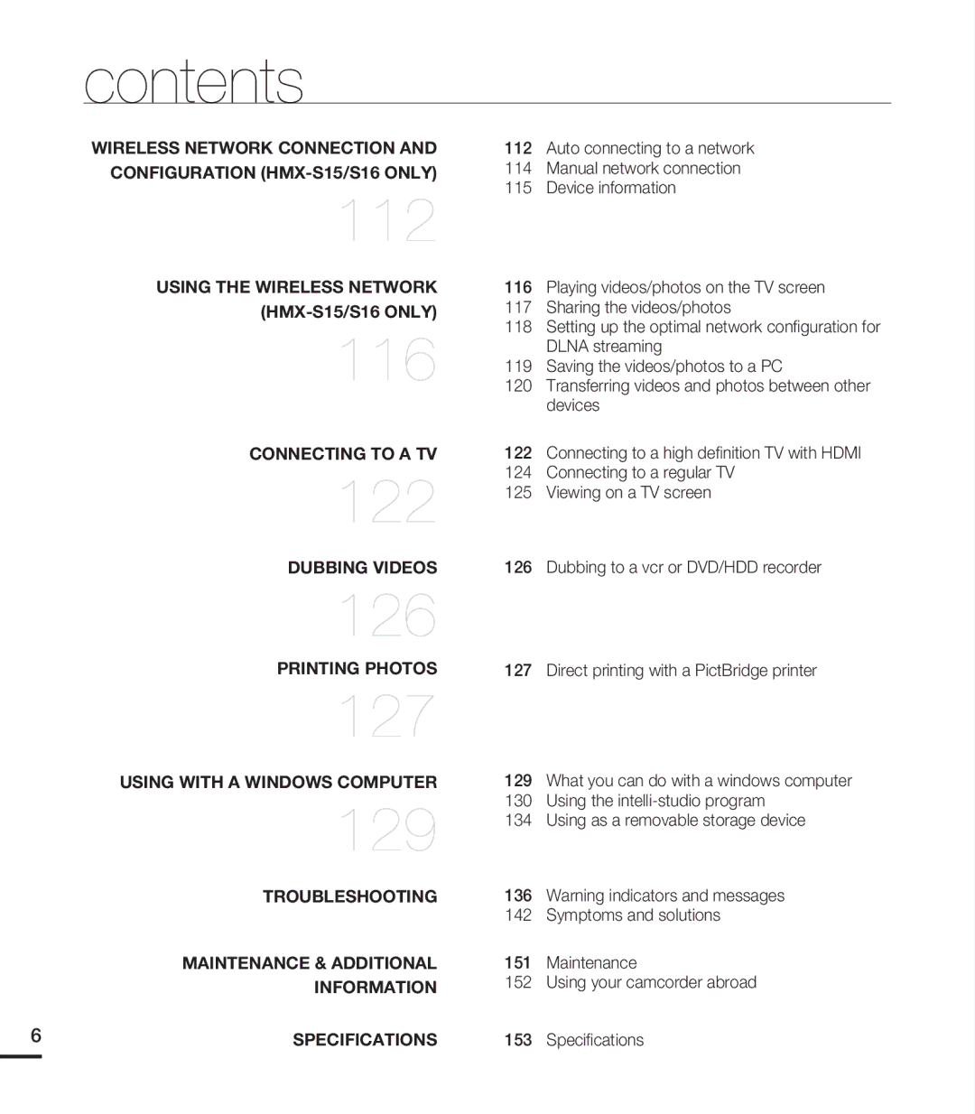 Samsung HMX-S15BN/XAA, HMX-S10BN/XAA manual Contents 