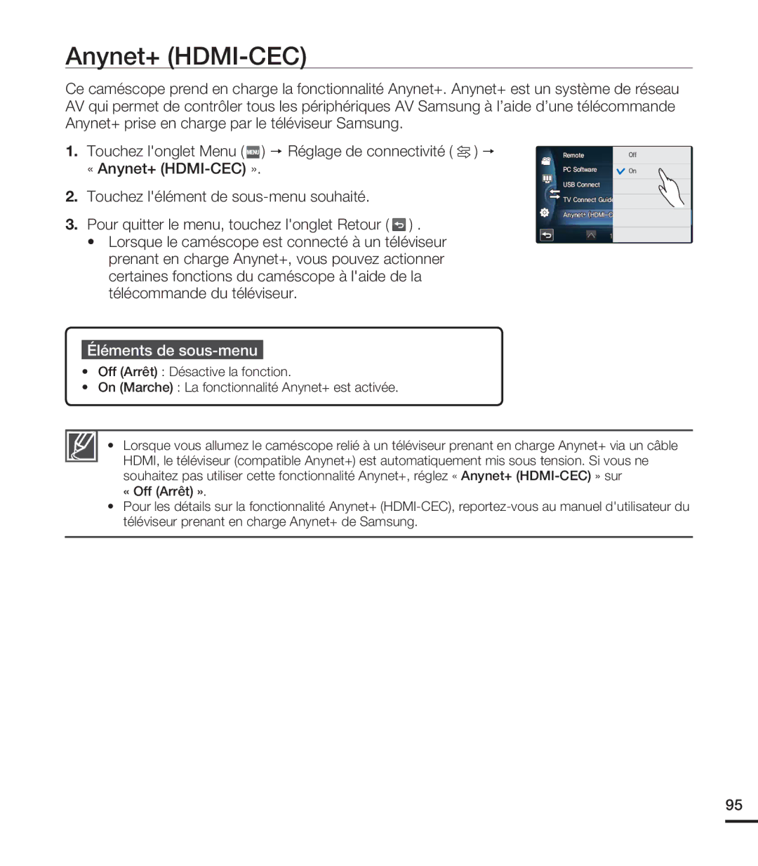 Samsung HMX-S10BN/XAA, HMX-S15BN/XAA manual Anynet+ HDMI-CEC 