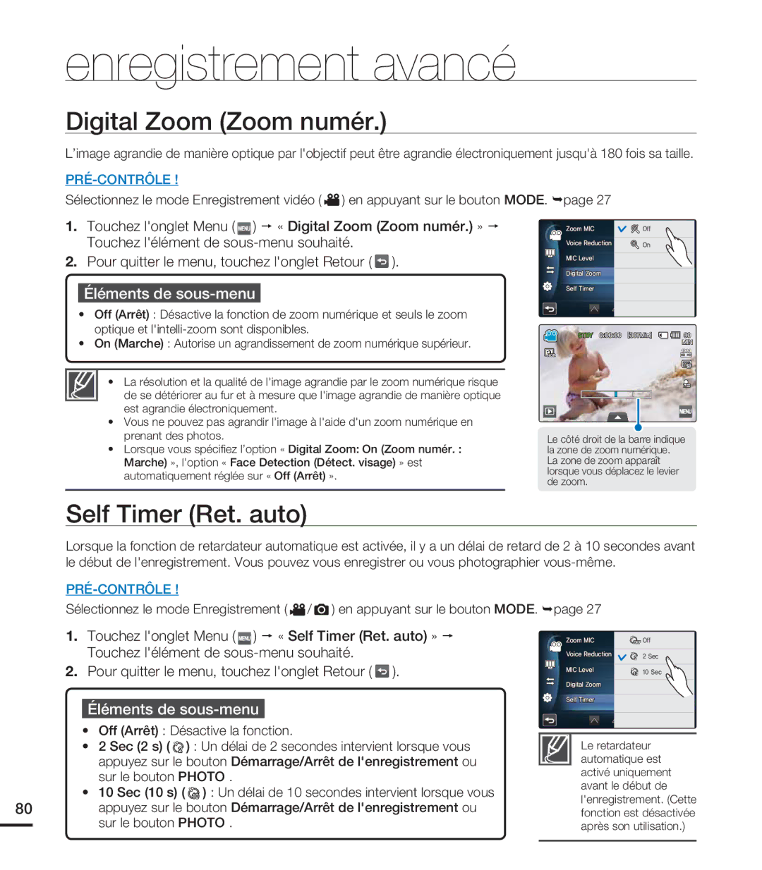 Samsung HMX-S15BN/XAA, HMX-S10BN/XAA manual Digital Zoom Zoom numér, Self Timer Ret. auto 