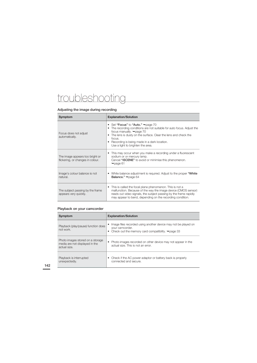 Samsung HMX-S10BP/XER, HMX-S15BP/EDC, HMX-S10BP/EDC Adjusting the image during recording, Playback on your camcorder, 142 