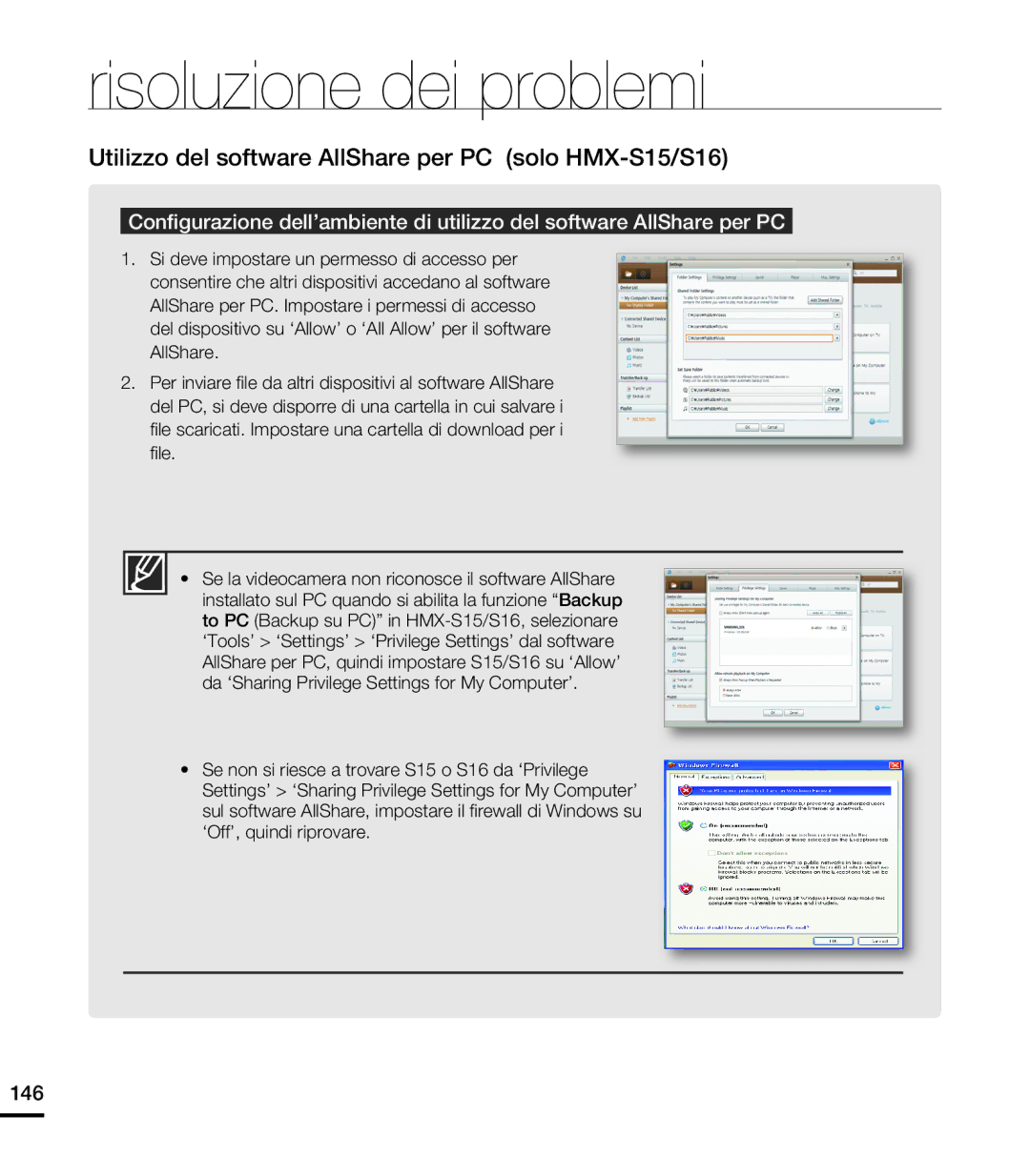 Samsung HMX-S16BP/EDC, HMX-S15BP/EDC, HMX-S10BP/EDC manual Risoluzione dei problemi 