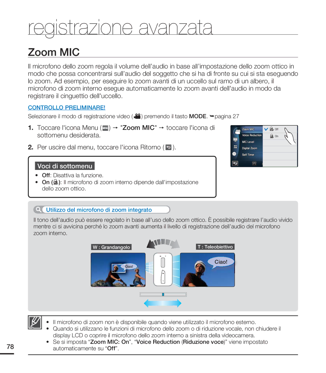 Samsung HMX-S15BP/EDC, HMX-S10BP/EDC, HMX-S16BP/EDC manual Zoom MIC 