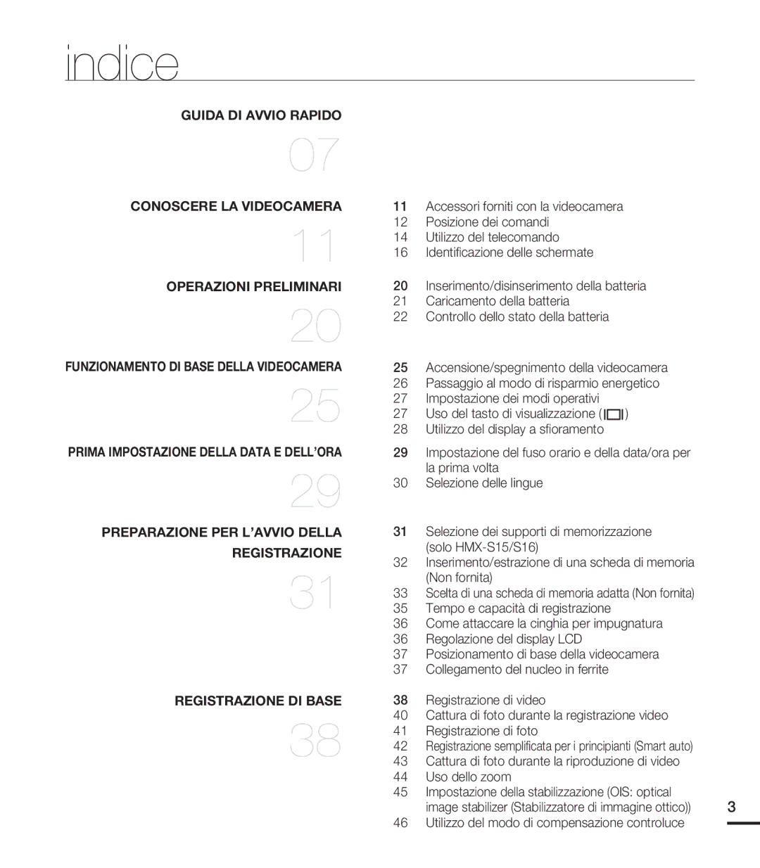 Samsung HMX-S15BP/EDC, HMX-S10BP/EDC, HMX-S16BP/EDC manual Indice 