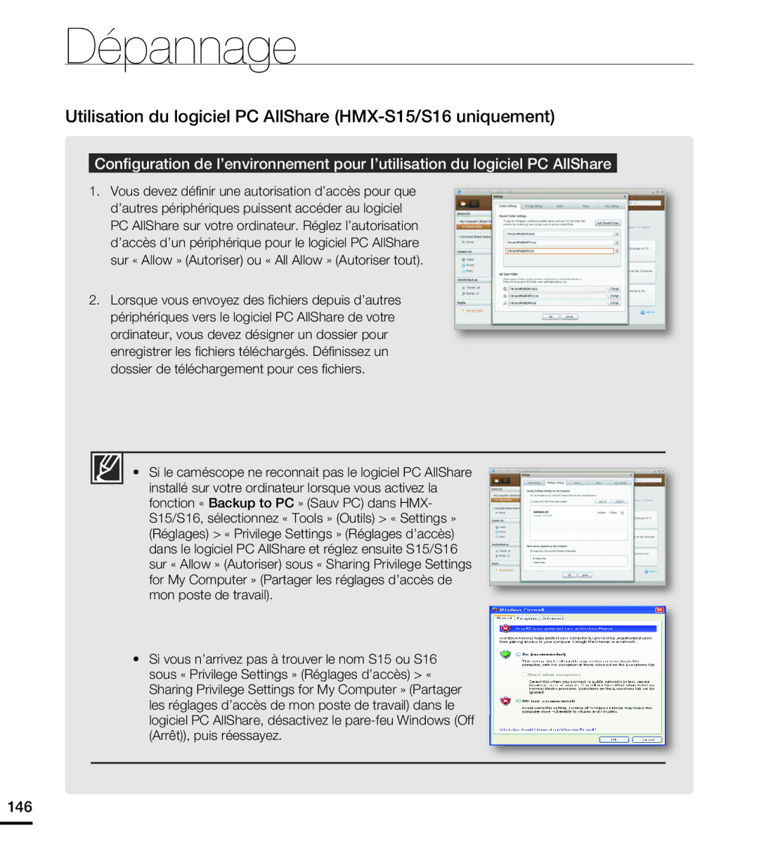 Samsung HMX-S15BP/EDC, HMX-S10BP/EDC manual Dépannage 