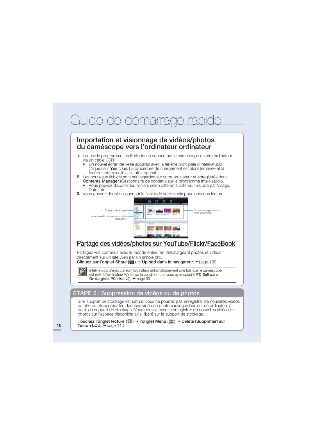 Samsung HMX-S15BP/EDC, HMX-S10BP/EDC manual Partage des vidéos/photos sur YouTube/Flickr/FaceBook, ’écran LCD 