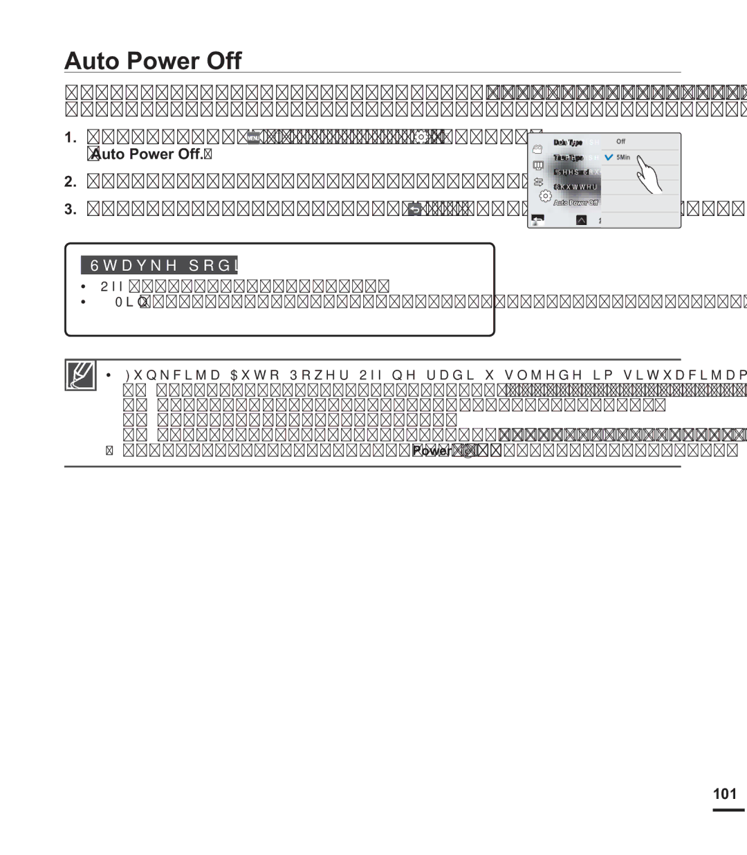 Samsung HMX-S15BP/EDC manual 2YDIXQNFLMDVSULMHþDYDQHSRWUHEQXSRWURãQMXHQHUJLMH, ³Auto Power Off, 101 