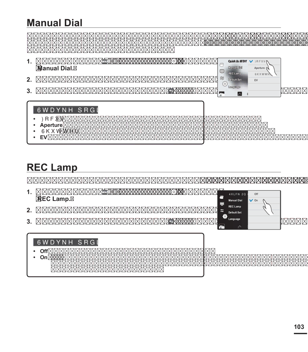 Samsung HMX-S15BP/EDC manual ³Manual Dial, ³REC Lamp, 103 