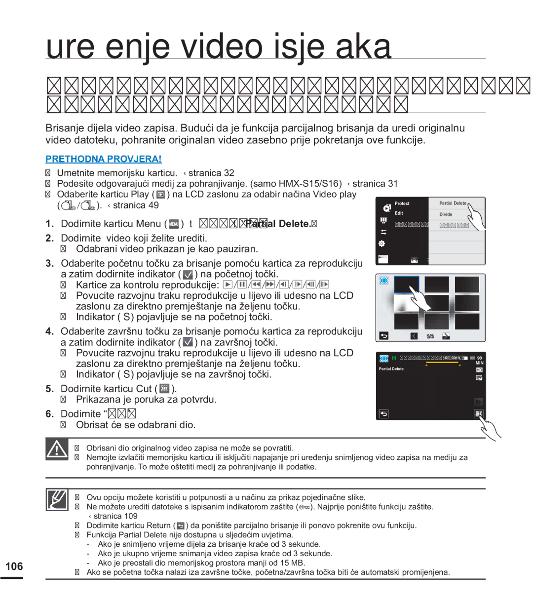 Samsung HMX-S15BP/EDC Uređenje video isječaka, 6$1-,-/$9,2=$3,6$ 3$5&,-$/12%5,6$1-, DuwlfhDNrqwuroxUhsurgxnflmh 