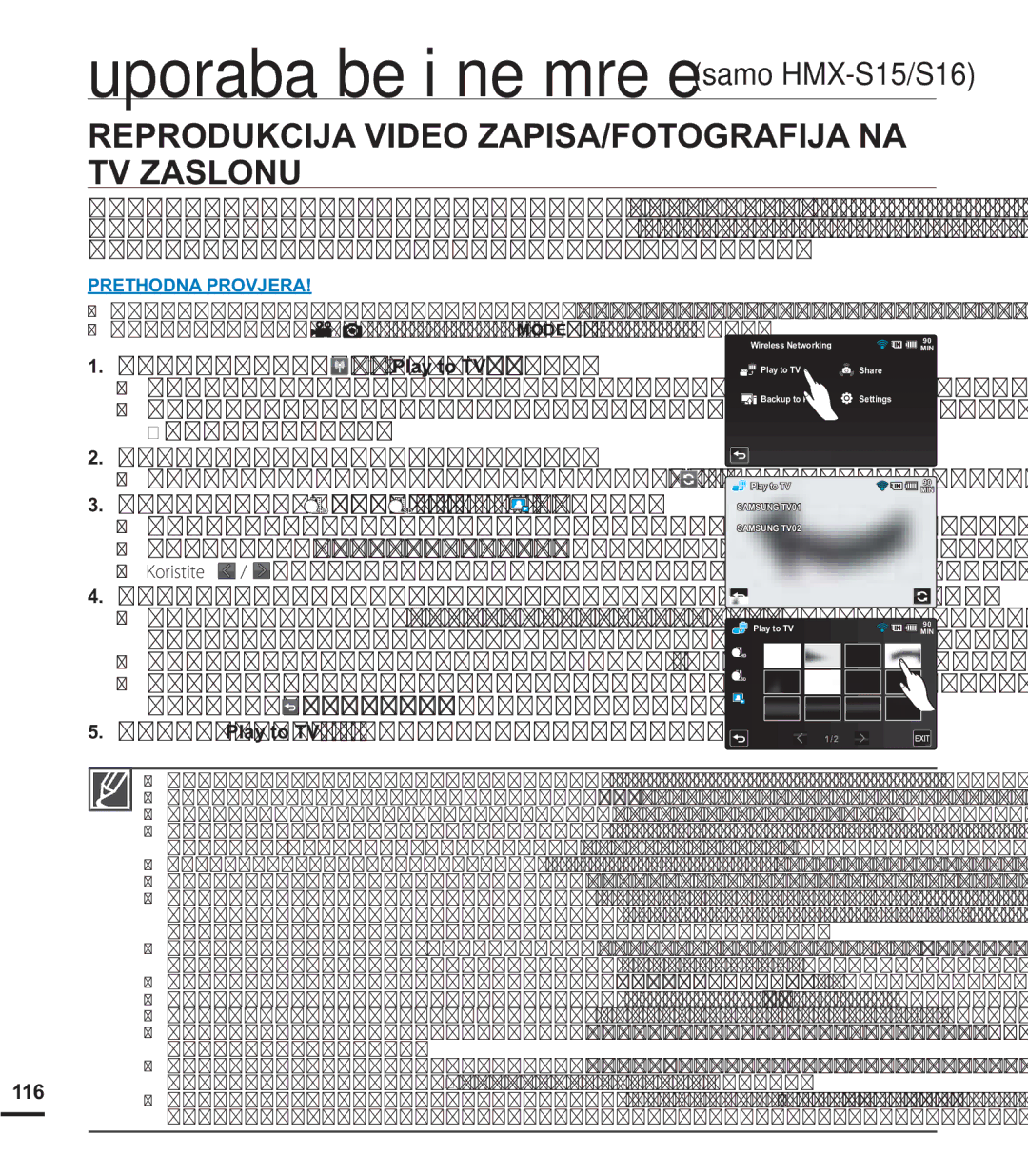 Samsung HMX-S15BP/EDC Reprodukcija Video ZAPISA/FOTOGRAFIJA NA TV Zaslonu, SulwlvnrpQdJxpeMode¬Vwudqlfd, 116 