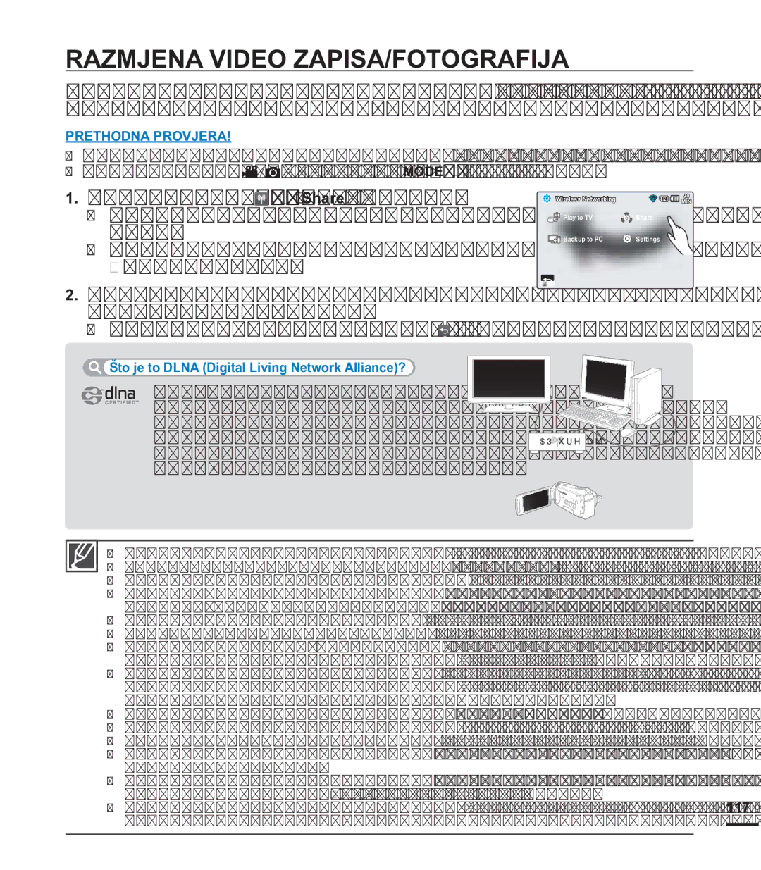 Samsung HMX-S15BP/EDC manual Razmjena Video ZAPISA/FOTOGRAFIJA, RGLUQLWHNDUWLFX0UHåD ˆ Share´, HNUDQXSXWHPPUHåH 