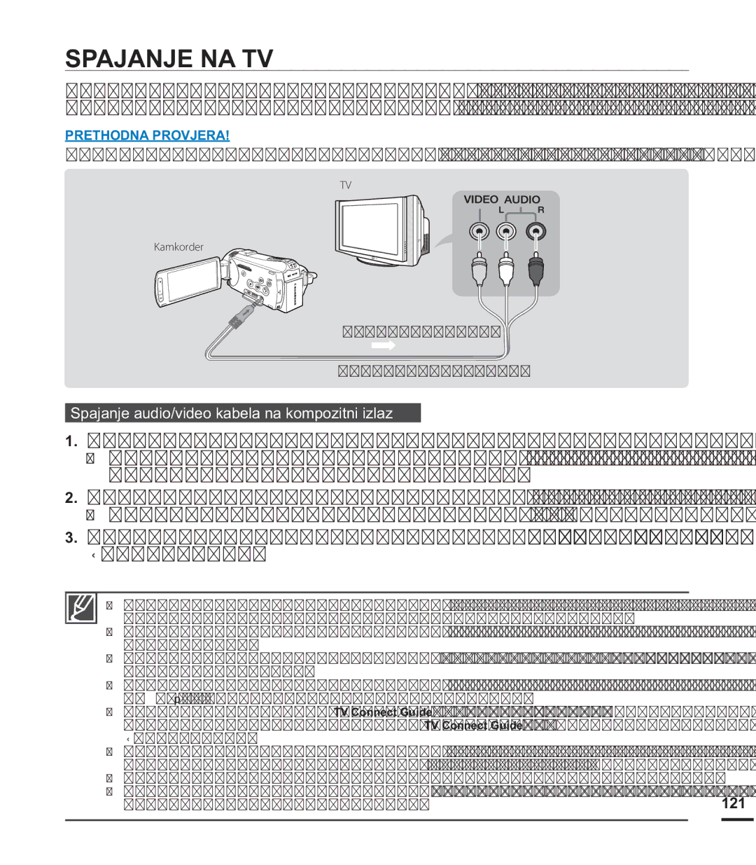 Samsung HMX-S15BP/EDC manual Spajanje NA TV, 6SDMDQMHDXGLRYLGHRNDEHODQDNRPSRLWQLLOD, 121 