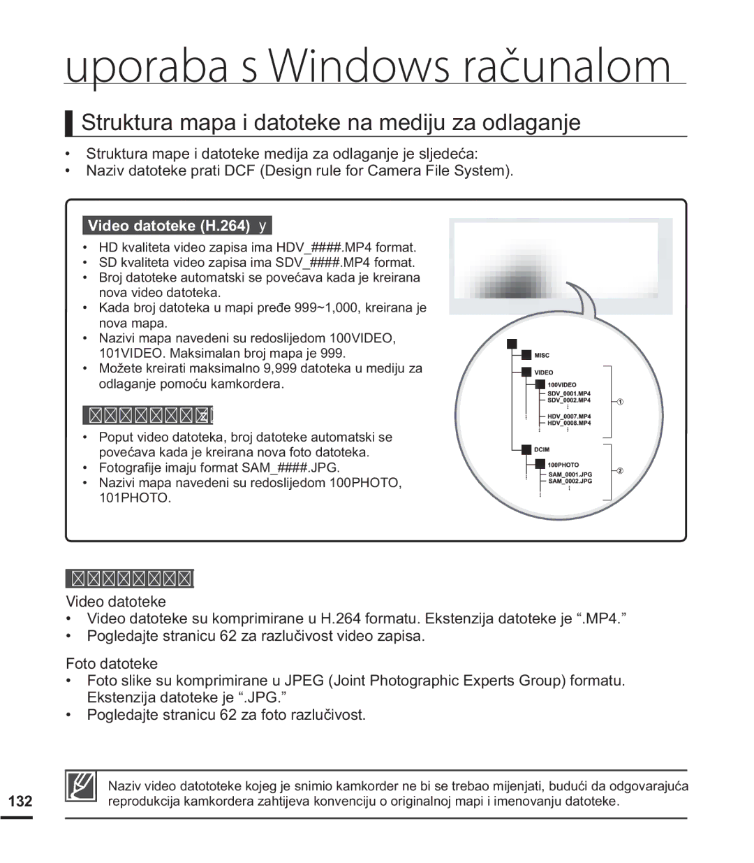 Samsung HMX-S15BP/EDC manual Video datoteke H.264 y, RWRGDWRWHND z, RupdwGdwrwhnh, RwrGdwrwhnh 