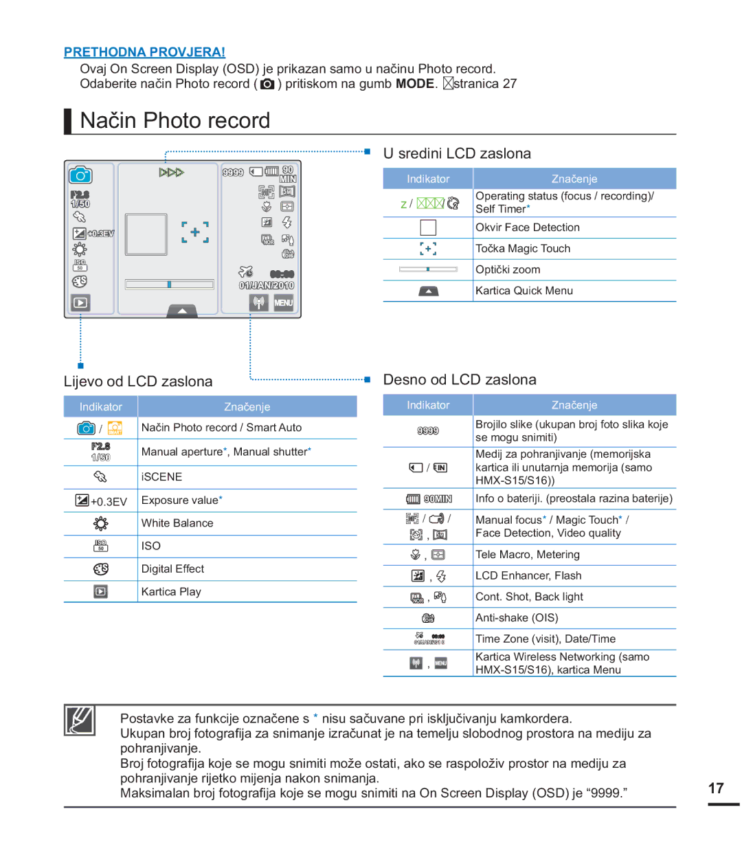 Samsung HMX-S15BP/EDC manual 1DþLQ3KRWRUHFRUG, Vuhglql/&Dvorqd, Srkudqmlydqmh 