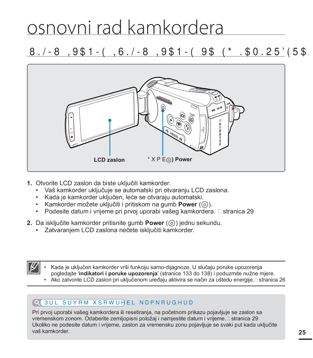 Samsung HMX-S15BP/EDC manual Osnovni rad kamkordera, 8ý,9$1-,6./-8ý,9$1-9$â*.$0.255$, XPE Power, YDãNDPNRUGHU 