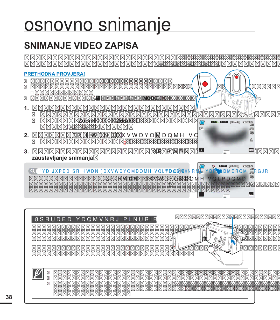 Samsung HMX-S15BP/EDC manual Osnovno snimanje, Snimanje Video Zapisa, 2GDEHULWHREMHNWDVQLPDQMH 