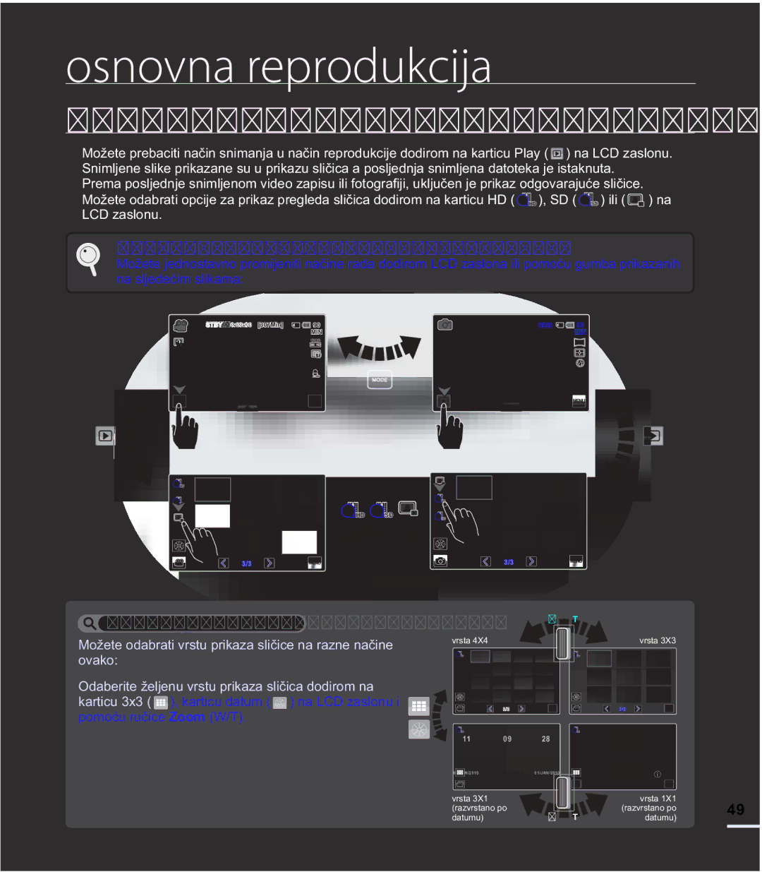 Samsung HMX-S15BP/EDC manual Osnovna reprodukcija, 3520-1$1$ý,1$53528, 3URPMHQDYUVWHSULNDDVOLþLFH, Rydnr 