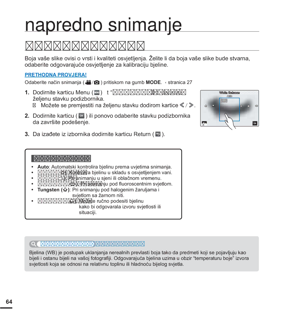 Samsung HMX-S15BP/EDC manual Klwh%Dodqfh, RGDEHULWHRGJRYDUDMXüHRVYMHWOMHQMHDNDOLEUDFLMXEMHOLQH, Vlwxdflml 