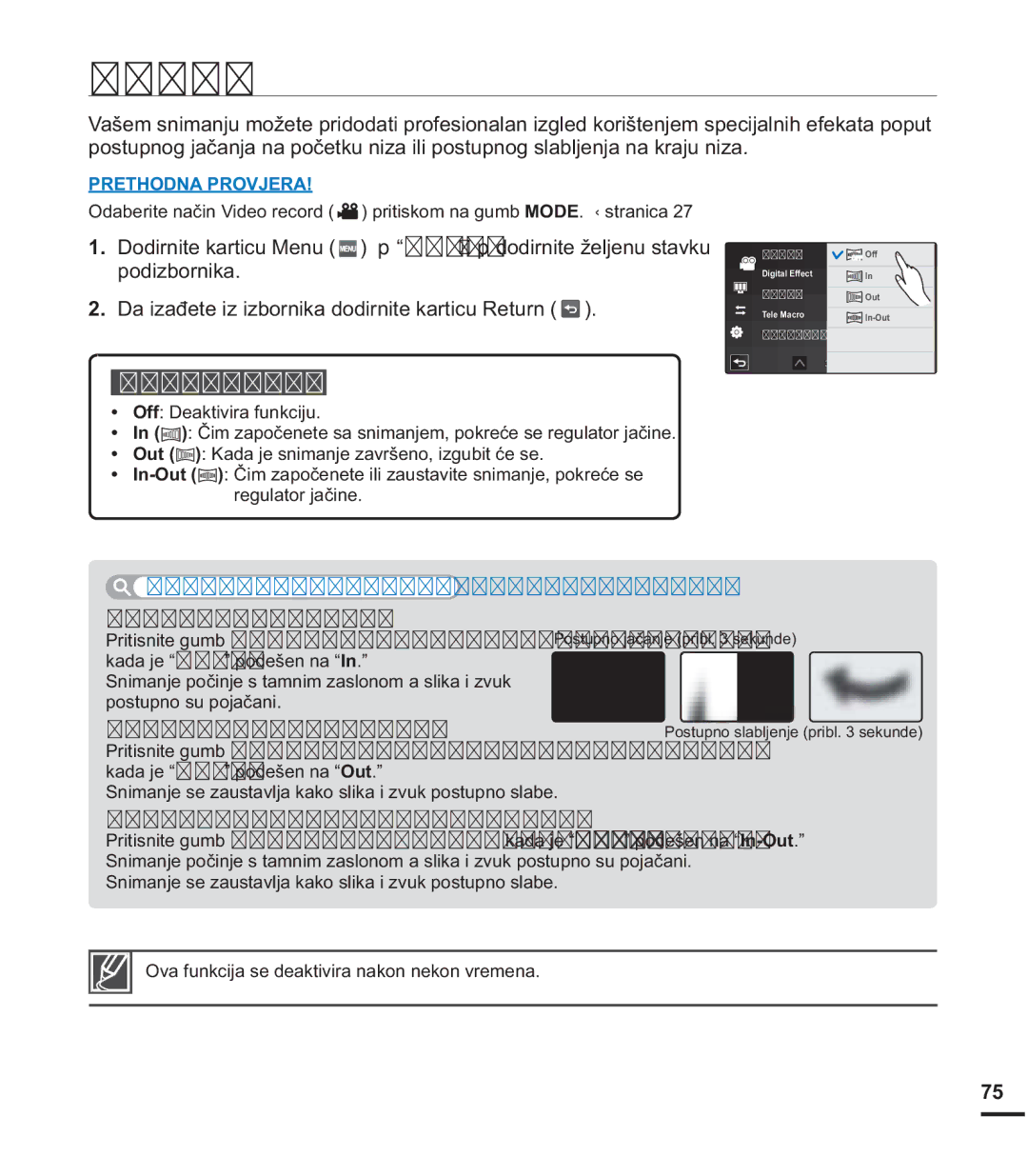 Samsung HMX-S15BP/EDC manual Dghu, 6QLPDQMHYLGHDHIHNWRPEOLMHÿHQMD, 3RVWXSQRMDþDQMH, 3RVWXSQRVODEOMHQMH 