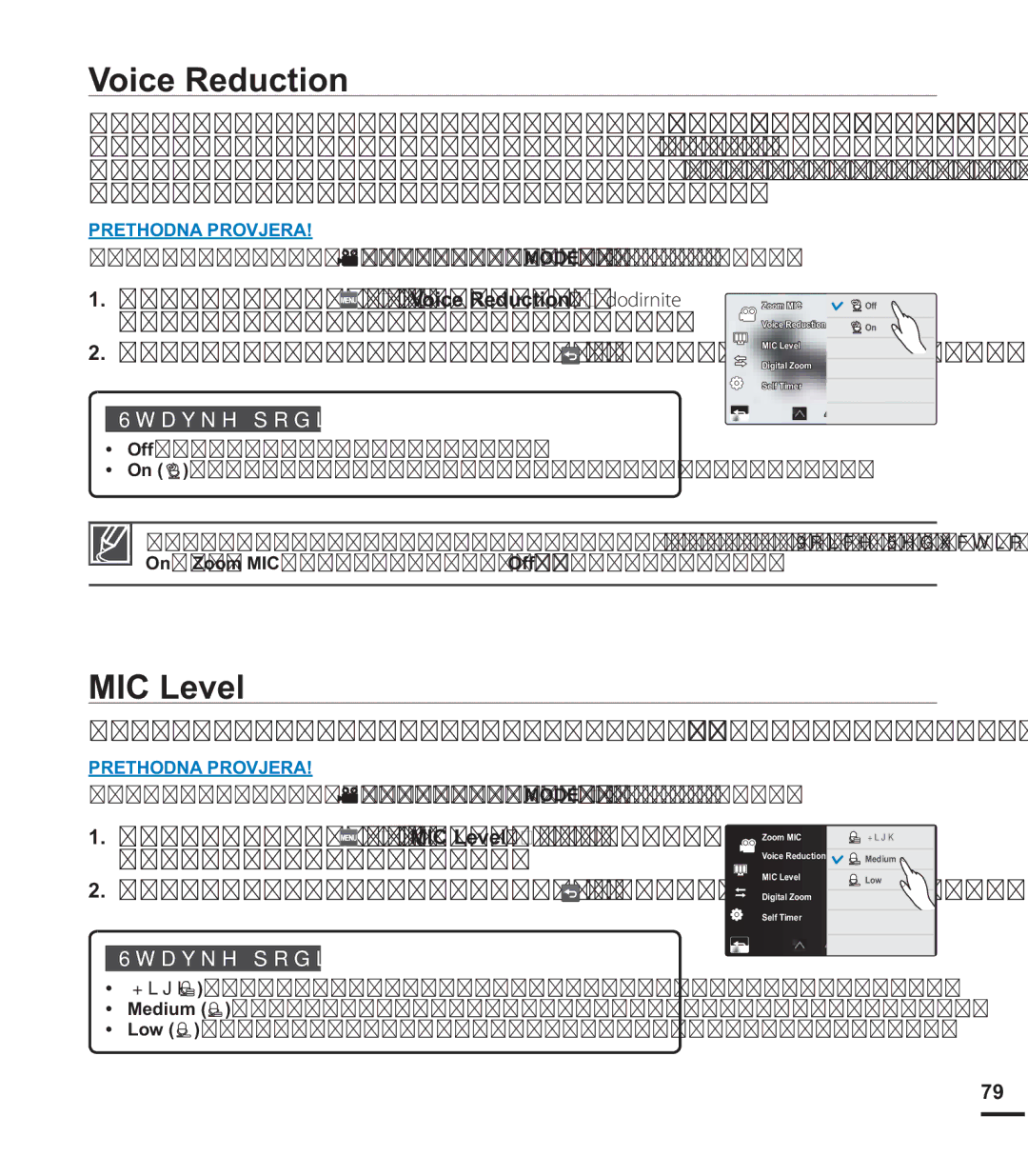 Samsung HMX-S15BP/EDC manual Voice Reduction, MIC Level, WhkqrorjlmhDUhgxfludqmhJodvd 