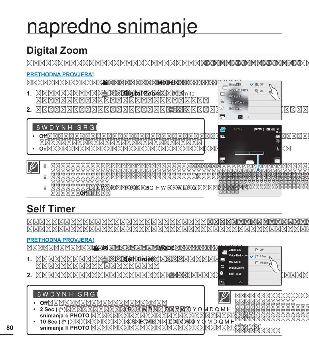 Samsung HMX-S15BP/EDC manual Digital Zoom, Self Timer, VHNXQGL0RåHWHDELOMHåLWLLOLVQLPLWLIRWRJUD¿MHYDV, Yuhphqd 