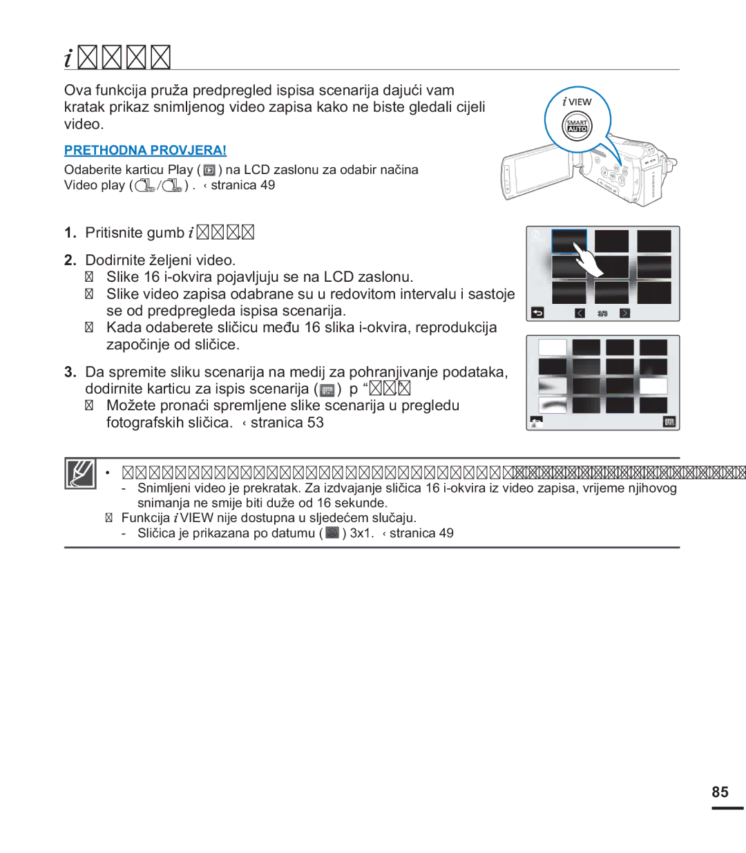 Samsung HMX-S15BP/EDC manual 2YDIXQNFLMDSUXåDSUHGSUHJOHGLVSLVDVFHQDULMDGDMXüLYDP, 3ULWLVQLWHJXPE 9,  