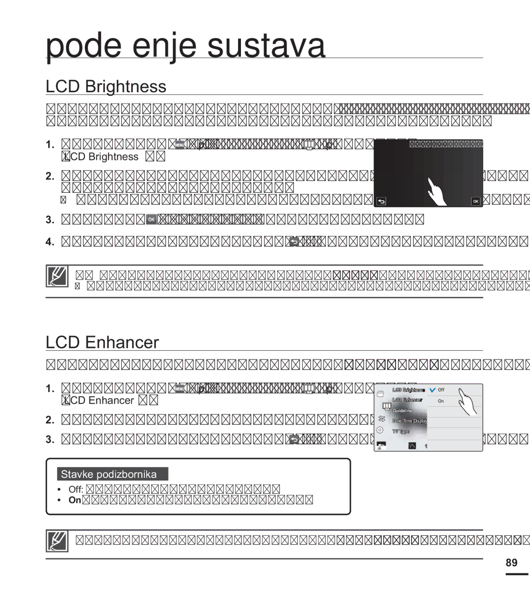 Samsung HMX-S15BP/EDC manual Podešenje sustava, %Uljkwqhvv, Qkdqfhu, ³/&%ULJKWQHVV´ 