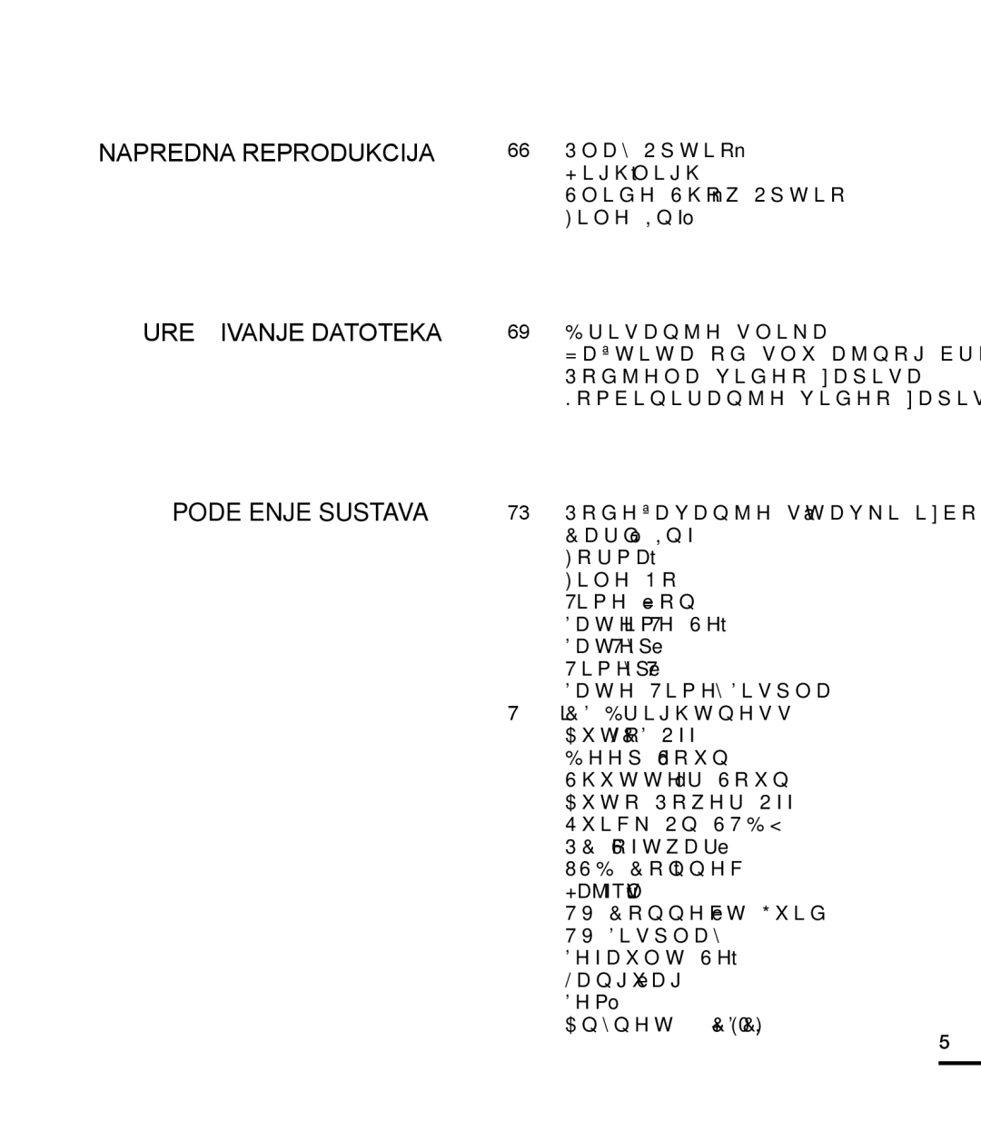 Samsung HMX-T10BP/EDC manual Napredna Reprodukcija Uređivanje Datoteka Podešenje Sustava 