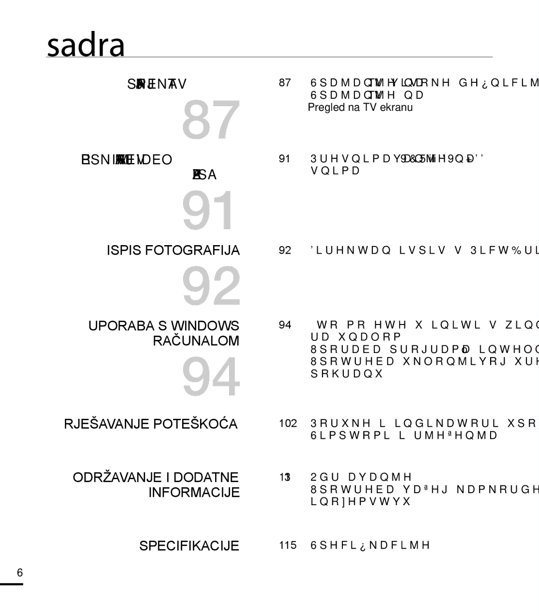 Samsung HMX-T10BP/EDC manual Sadržaj 