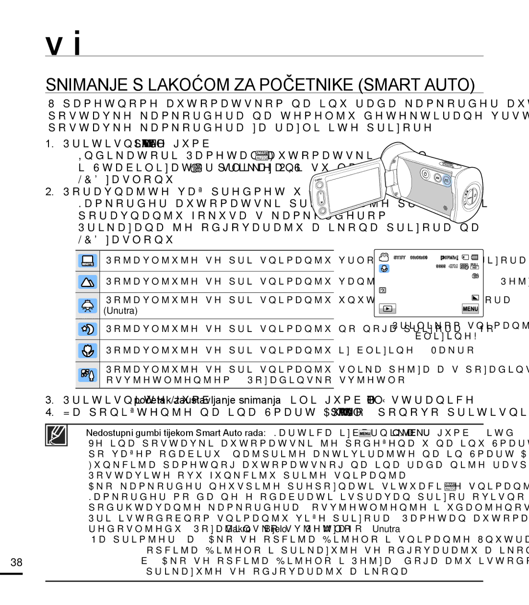 Samsung HMX-T10BP/EDC manual Snimanje S Lakoćom ZA Početnike Smart Auto 