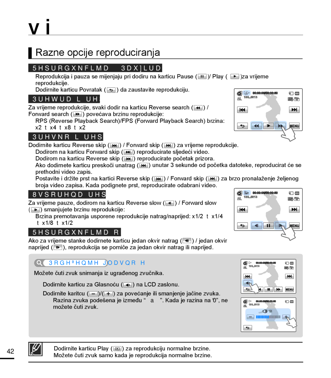 Samsung HMX-T10BP/EDC manual Razne opcije reproduciranja 