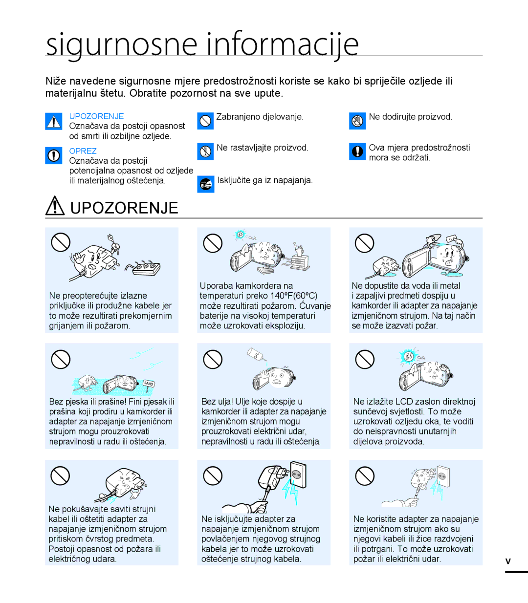 Samsung HMX-T10BP/EDC manual Sigurnosne informacije, Upozorenje 