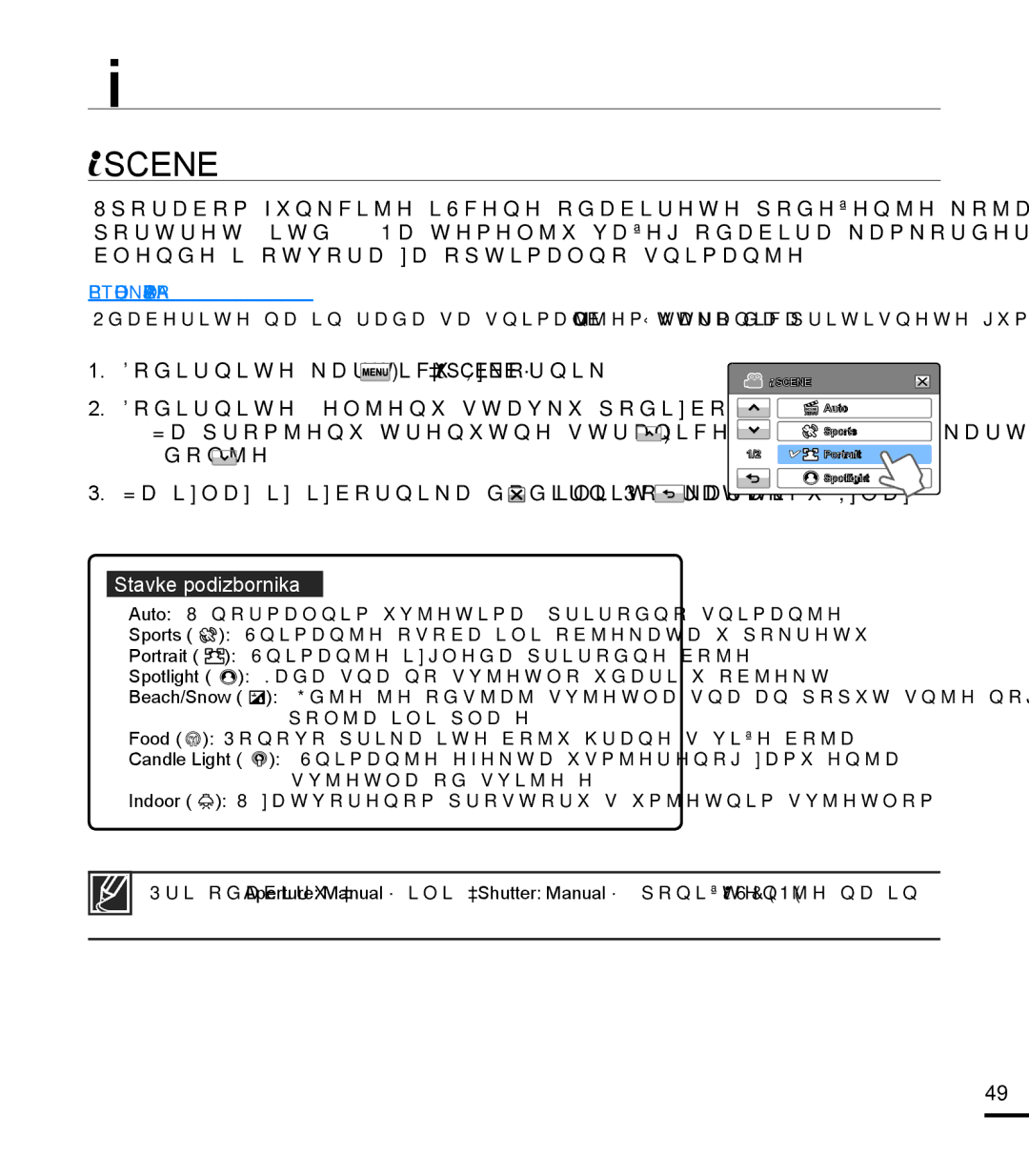 Samsung HMX-T10BP/EDC manual Napredno snimanje, Scene 