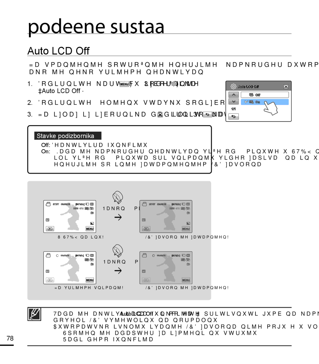 Samsung HMX-T10BP/EDC manual Auto LCD Off 