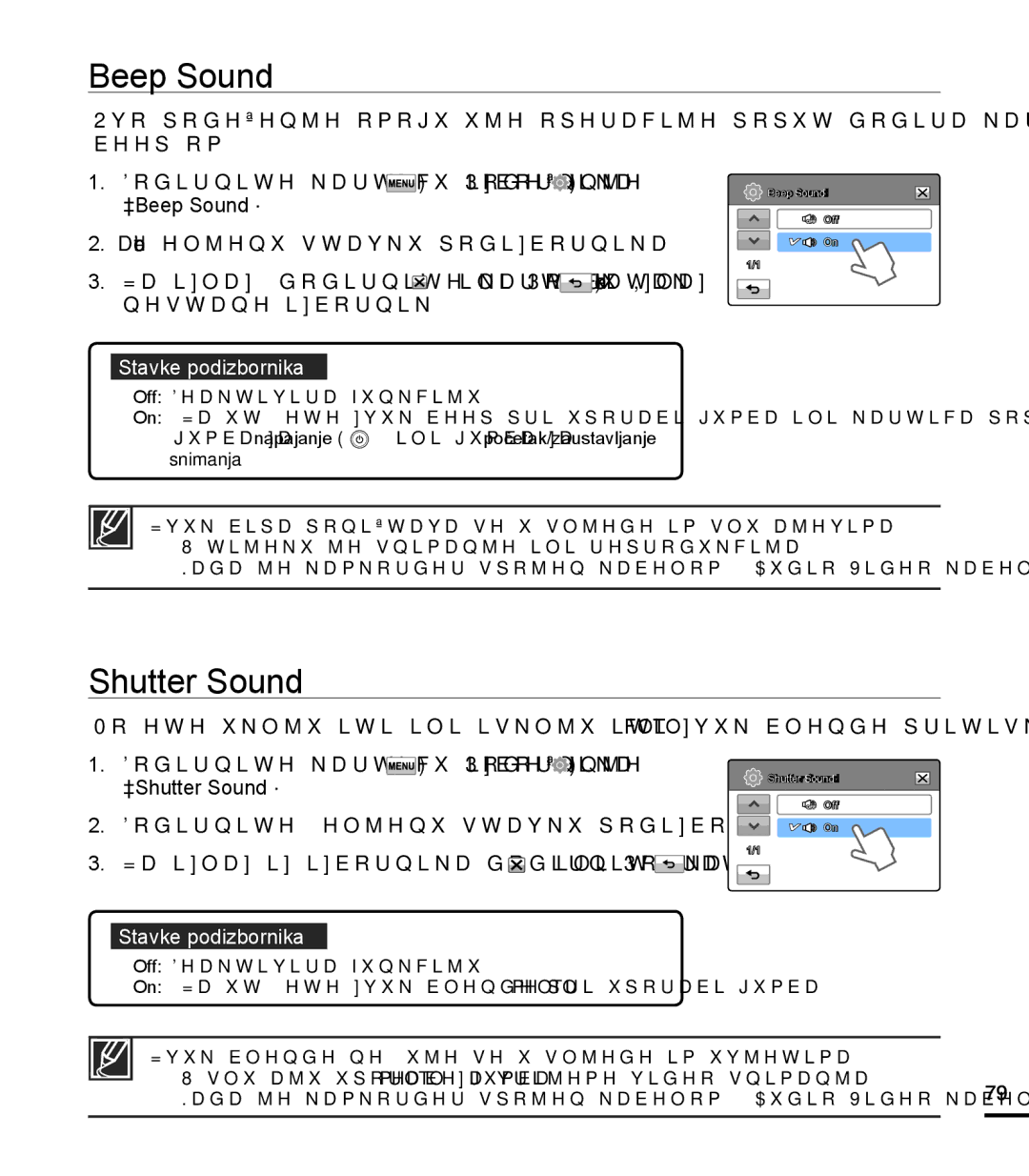 Samsung HMX-T10BP/EDC manual Beep Sound, Shutter Sound 