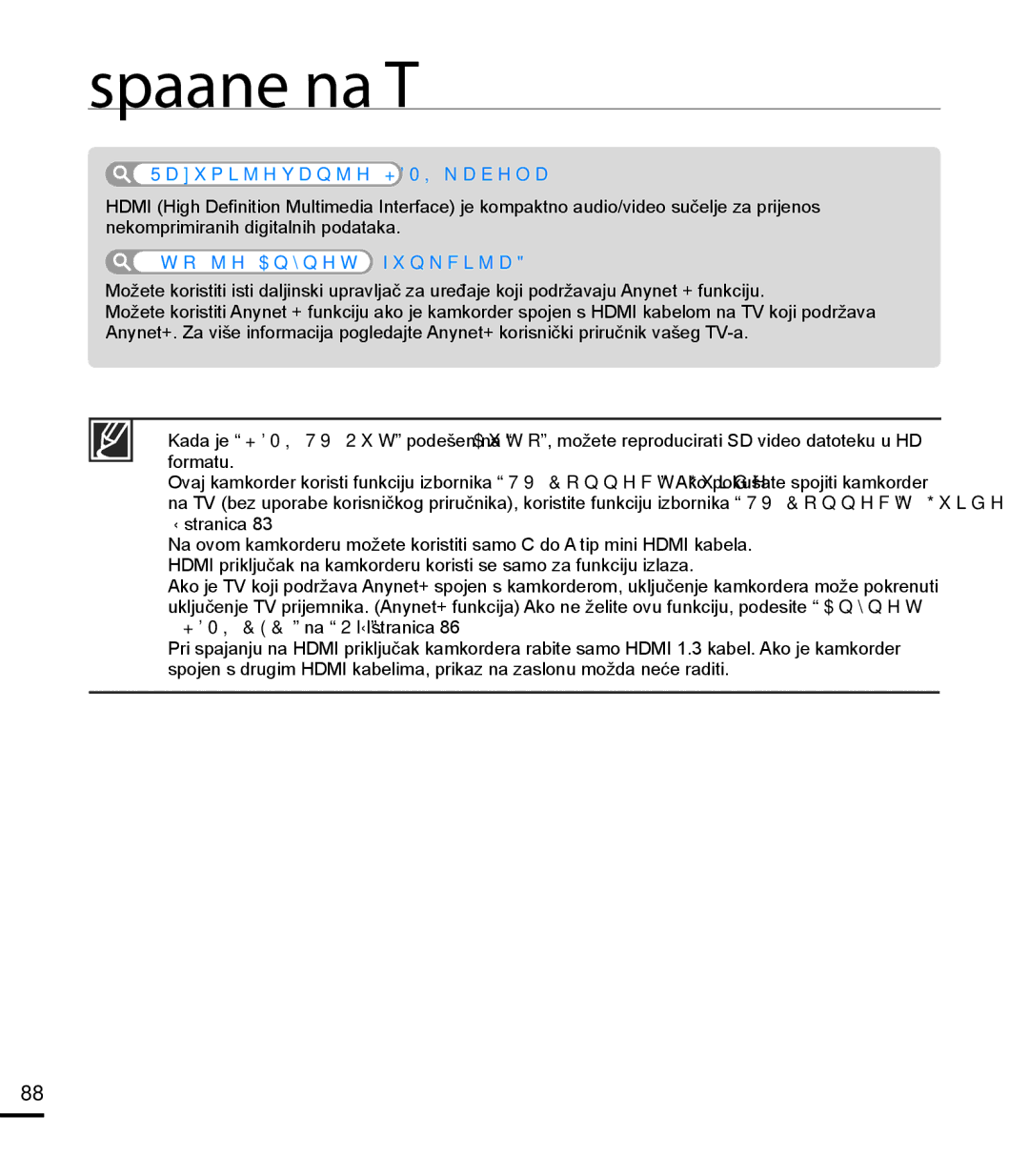 Samsung HMX-T10BP/EDC manual Razumijevanje Hdmi kabela, Što je Anynet+ funkcija? 