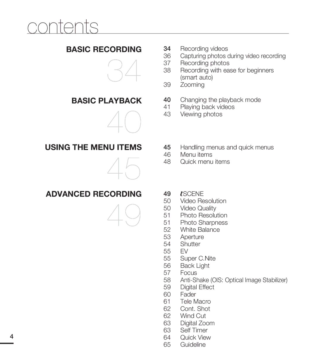 Samsung HMX-T10WN, HMX-T10ON, HMX-T10BN user manual Scene 