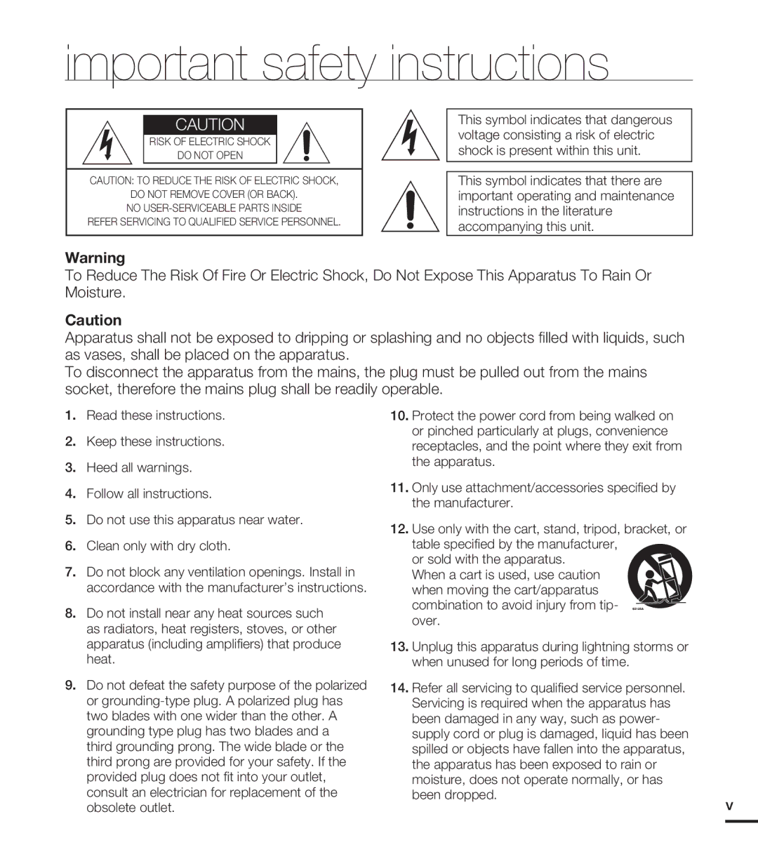 Samsung HMX-T10WN, HMX-T10ON, HMX-T10BN user manual Important safety instructions 