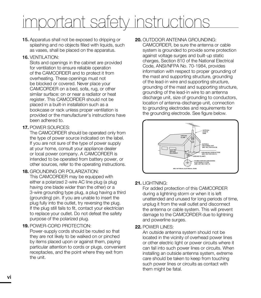 Samsung HMX-T10ON, HMX-T10BN, HMX-T10WN user manual Ventilation 