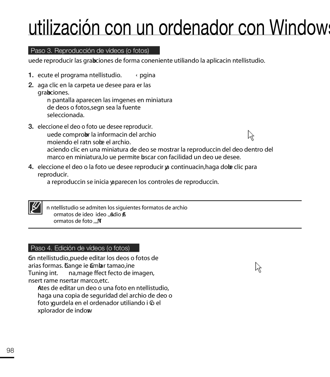 Samsung HMX-T10WP/EDC, HMX-T10BP/EDC manual Paso 3. Reproducción de vídeos o fotos, Paso 4. Edición de vídeos o fotos 