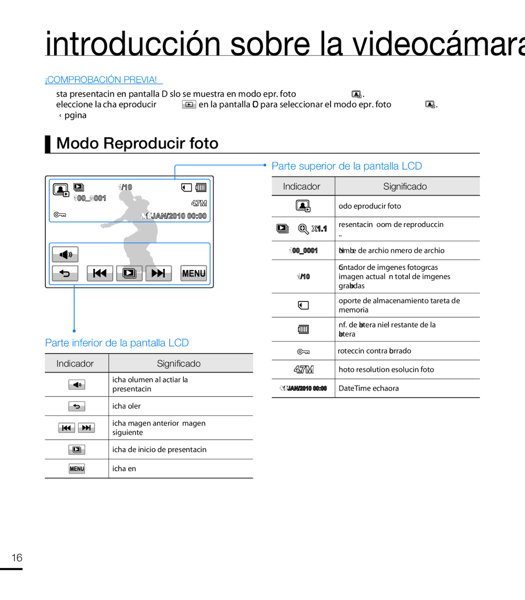 Samsung HMX-T10WP/EDC, HMX-T10BP/EDC manual Modo Reproducir foto 