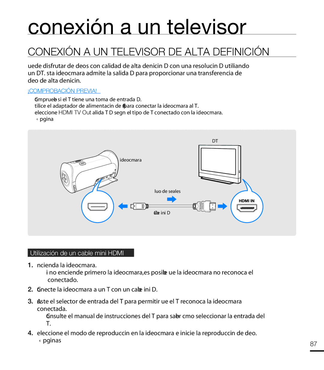 Samsung HMX-T10BP/EDC, HMX-T10WP/EDC manual Conexión a un televisor, Conexión a UN Televisor DE Alta Definición 